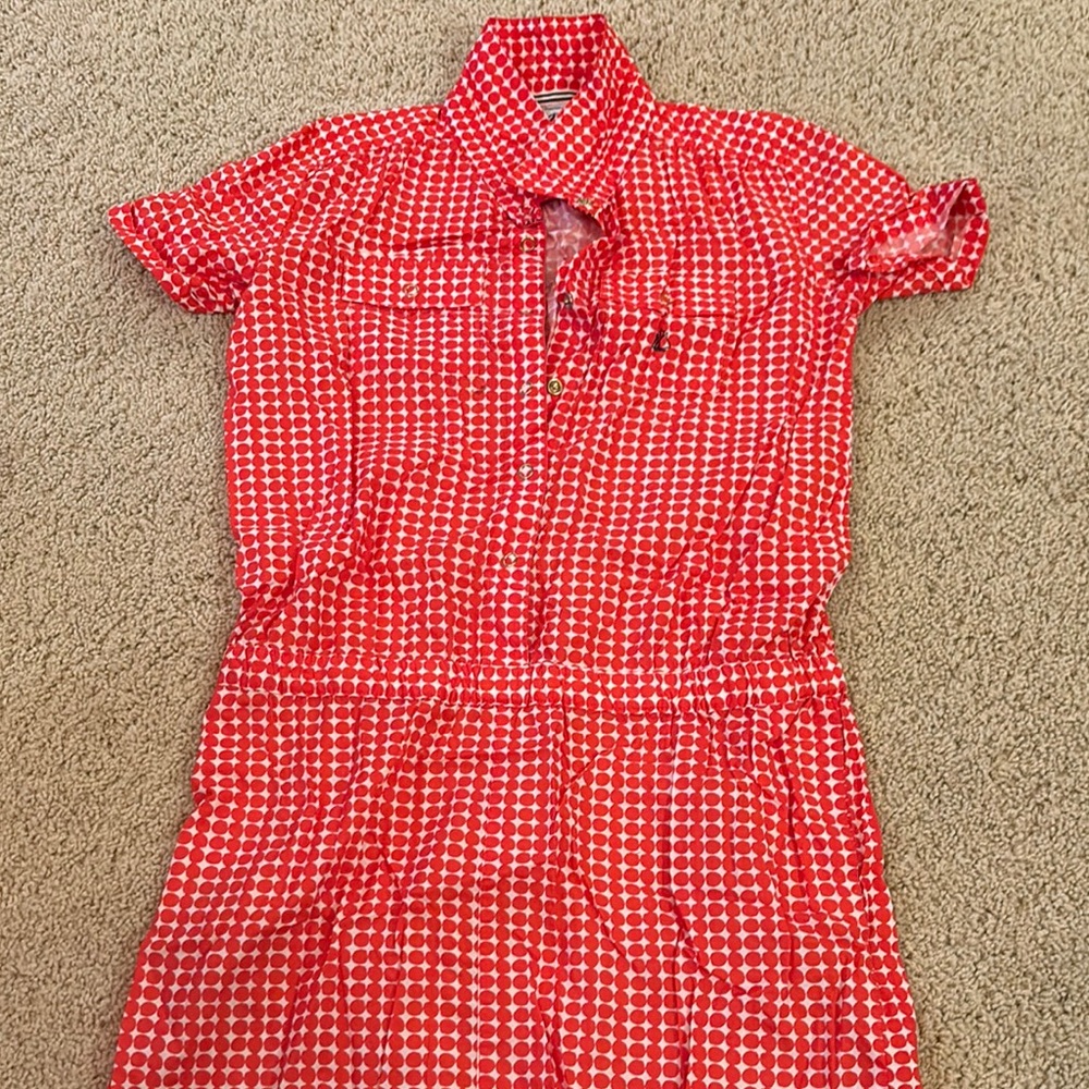 Girls Petit Bateau Red Polka Dot Dress